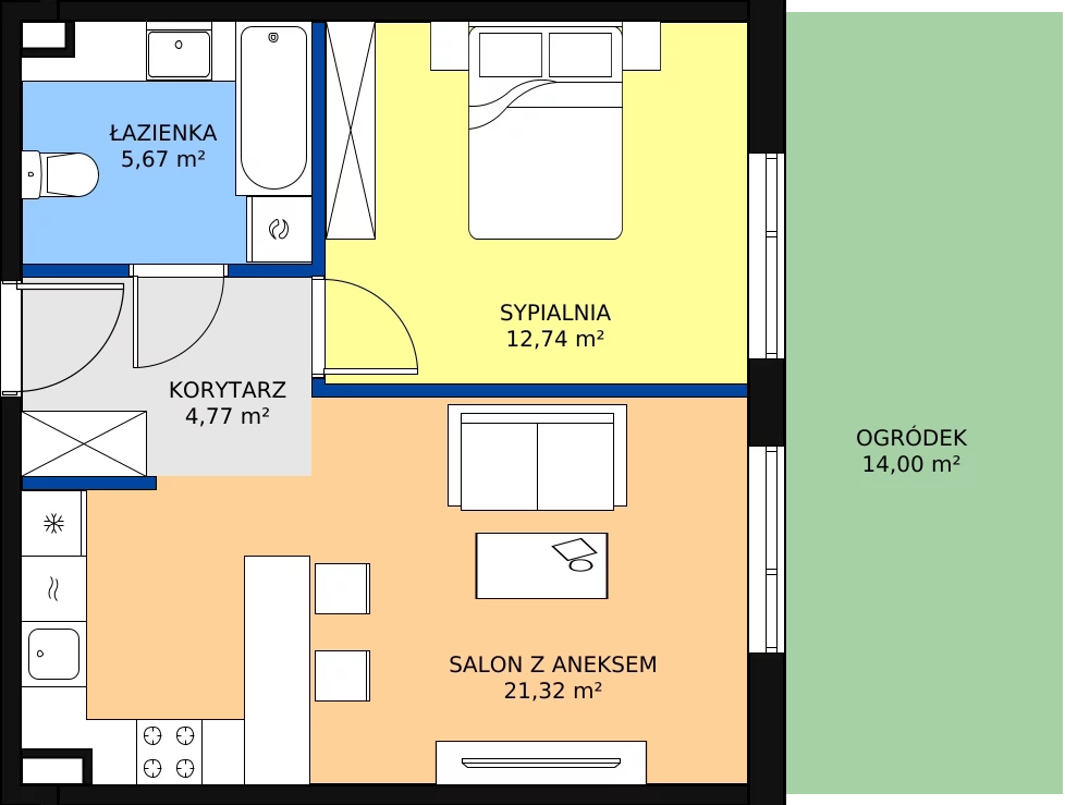 Zalety mieszkania 44.73 m², 5A-03