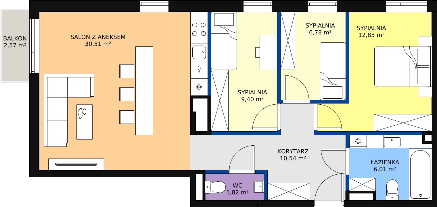 Zalety mieszkania 77.9 m², 5A-27