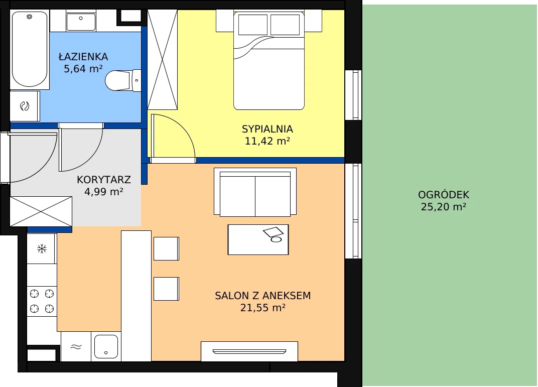 Zalety mieszkania 43.68 m², 5A-29