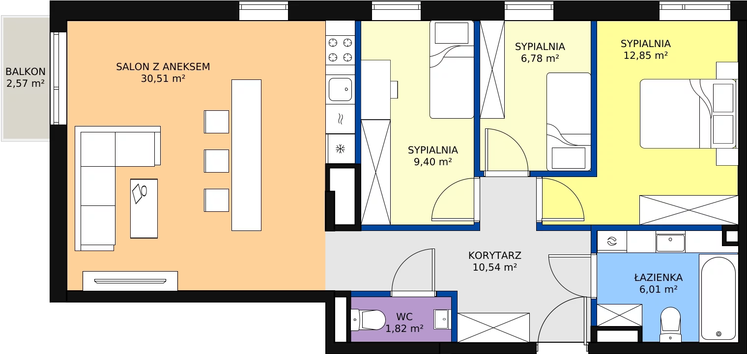 Zalety mieszkania 79.26 m², 5A-53