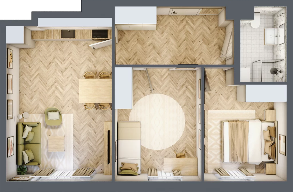 3 pokoje, mieszkanie 59,94 m², parter, oferta nr Z9.03, Osiedle Zbytki, Warszawa, Białołęka, Nowodwory, ul. Zbytki 9
