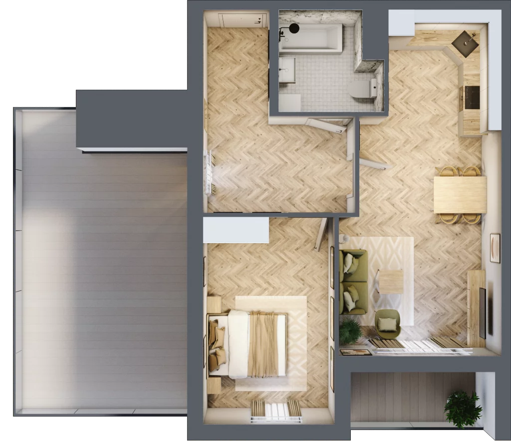 2 pokoje, mieszkanie 51,52 m², piętro 5, oferta nr Z9.52, Osiedle Zbytki, Warszawa, Białołęka, Nowodwory, ul. Zbytki 9