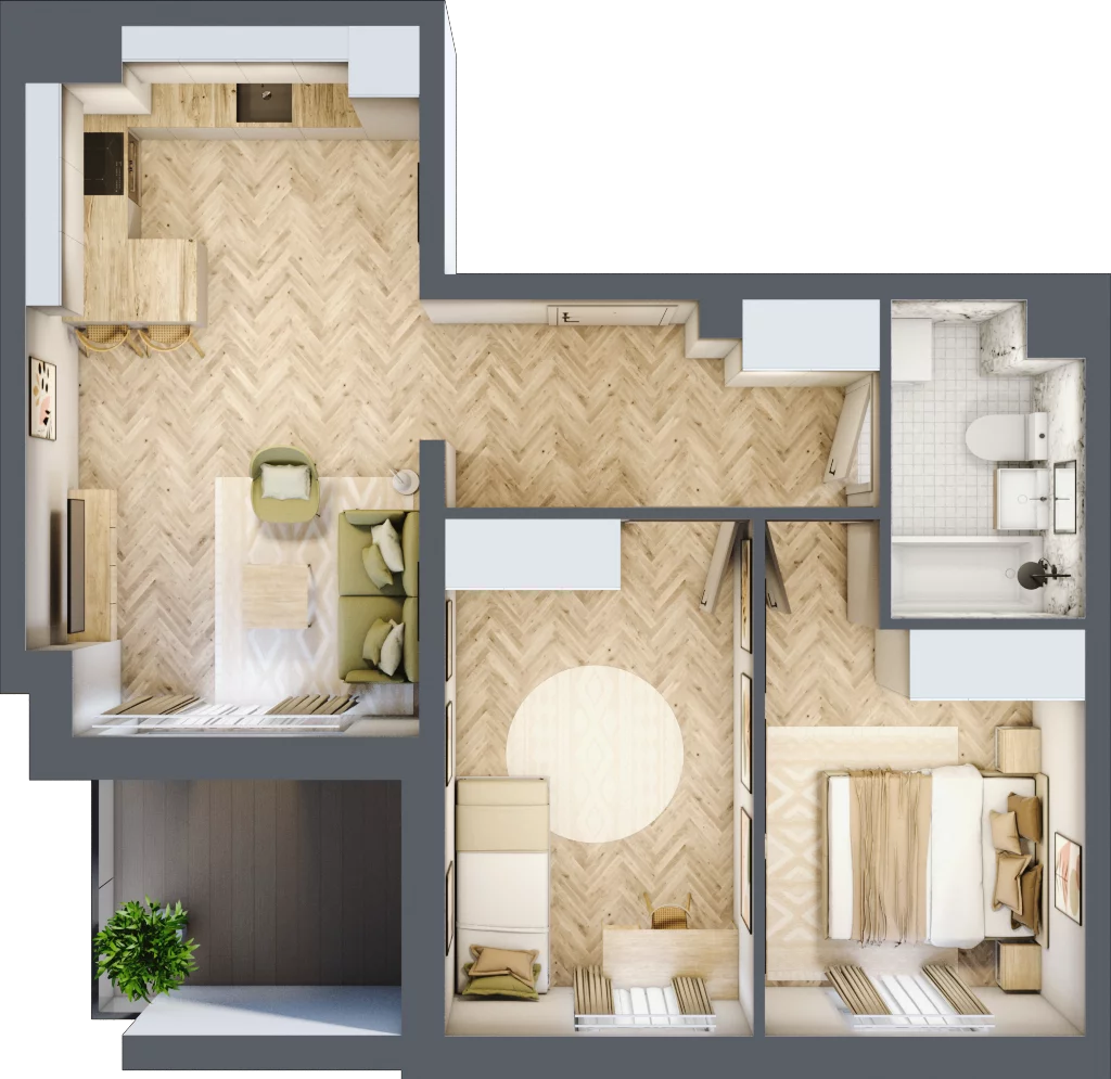 3 pokoje, mieszkanie 53,04 m², parter, oferta nr Z9.04, Osiedle Zbytki, Warszawa, Białołęka, Nowodwory, ul. Zbytki 9