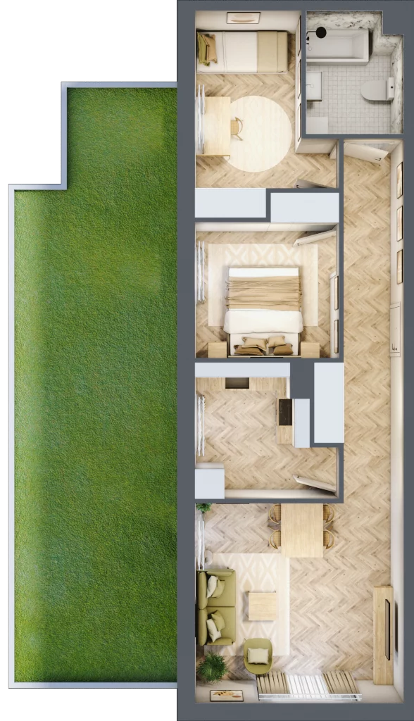 3 pokoje, mieszkanie 59,18 m², parter, oferta nr Z9.34, Osiedle Zbytki, Warszawa, Białołęka, Nowodwory, ul. Zbytki 9