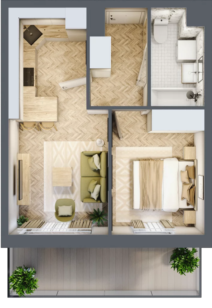2 pokoje, mieszkanie 33,14 m², piętro 1, oferta nr Z9.09, Osiedle Zbytki, Warszawa, Białołęka, Nowodwory, ul. Zbytki 9