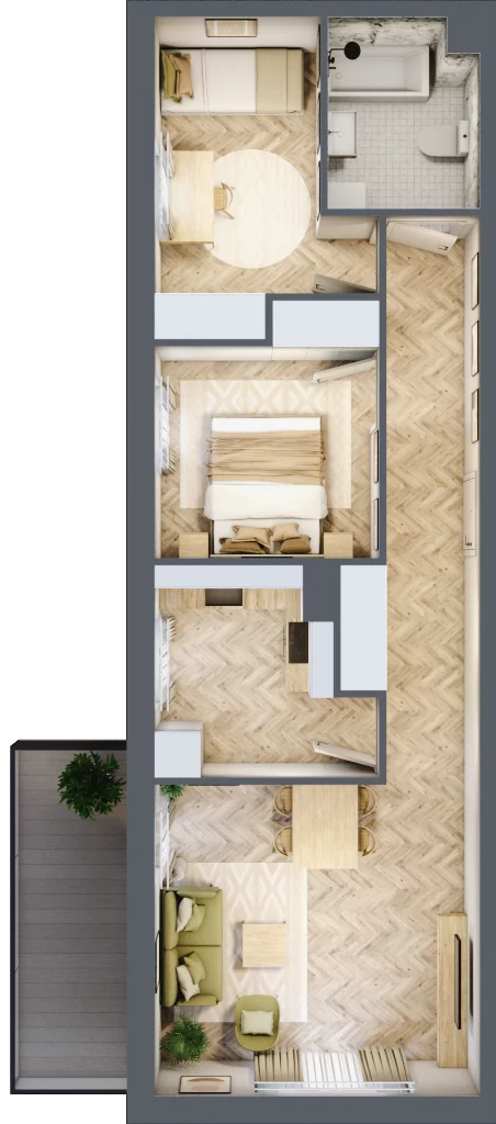 3 pokoje, mieszkanie 59,18 m², piętro 1, oferta nr Z9.37, Osiedle Zbytki, Warszawa, Białołęka, Nowodwory, ul. Zbytki 9