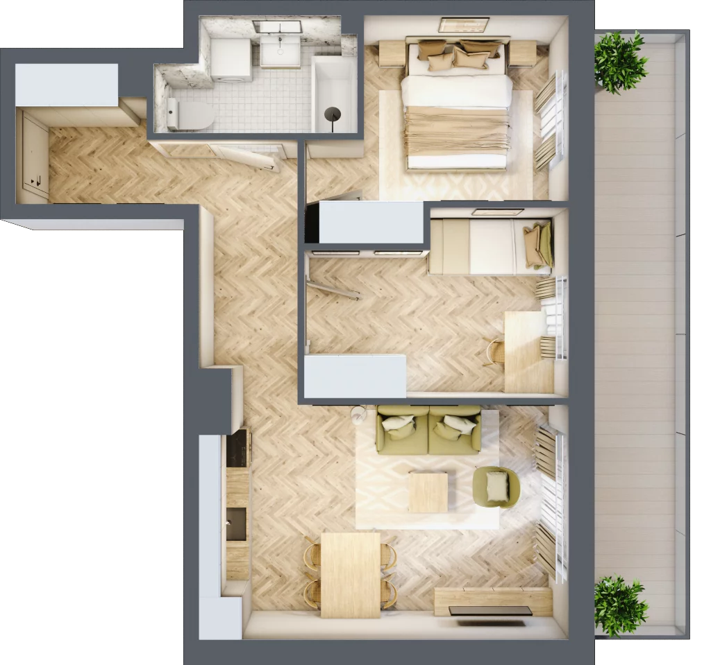 3 pokoje, mieszkanie 51,96 m², parter, oferta nr Z9.02, Osiedle Zbytki, Warszawa, Białołęka, Nowodwory, ul. Zbytki 9