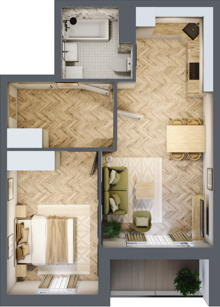 2 pokoje, mieszkanie 48,08 m², piętro 1, oferta nr Z9.36, Osiedle Zbytki, Warszawa, Białołęka, Nowodwory, ul. Zbytki 9