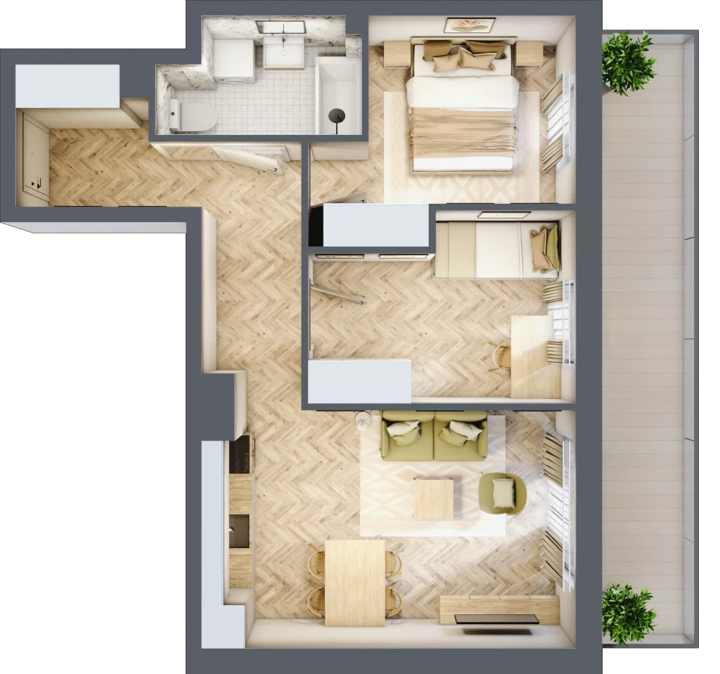 3 pokoje, mieszkanie 51,96 m², piętro 2, oferta nr Z9.12, Osiedle Zbytki, Warszawa, Białołęka, Nowodwory, ul. Zbytki 9