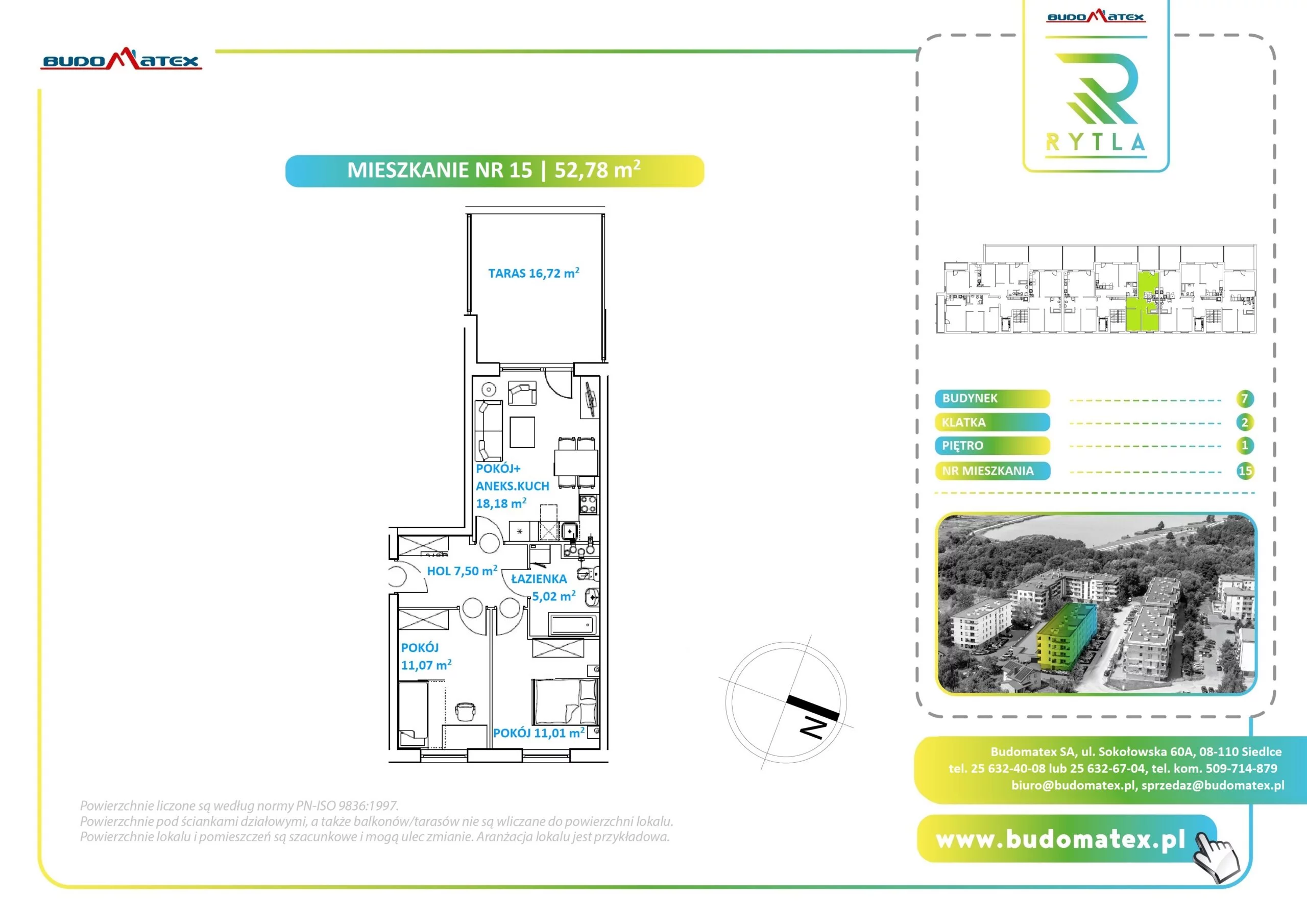 3 pokoje, mieszkanie 52,78 m², piętro 1, oferta nr R7.15, Osiedle Rytla, Siedlce, ul. Aleksandra Rytla
