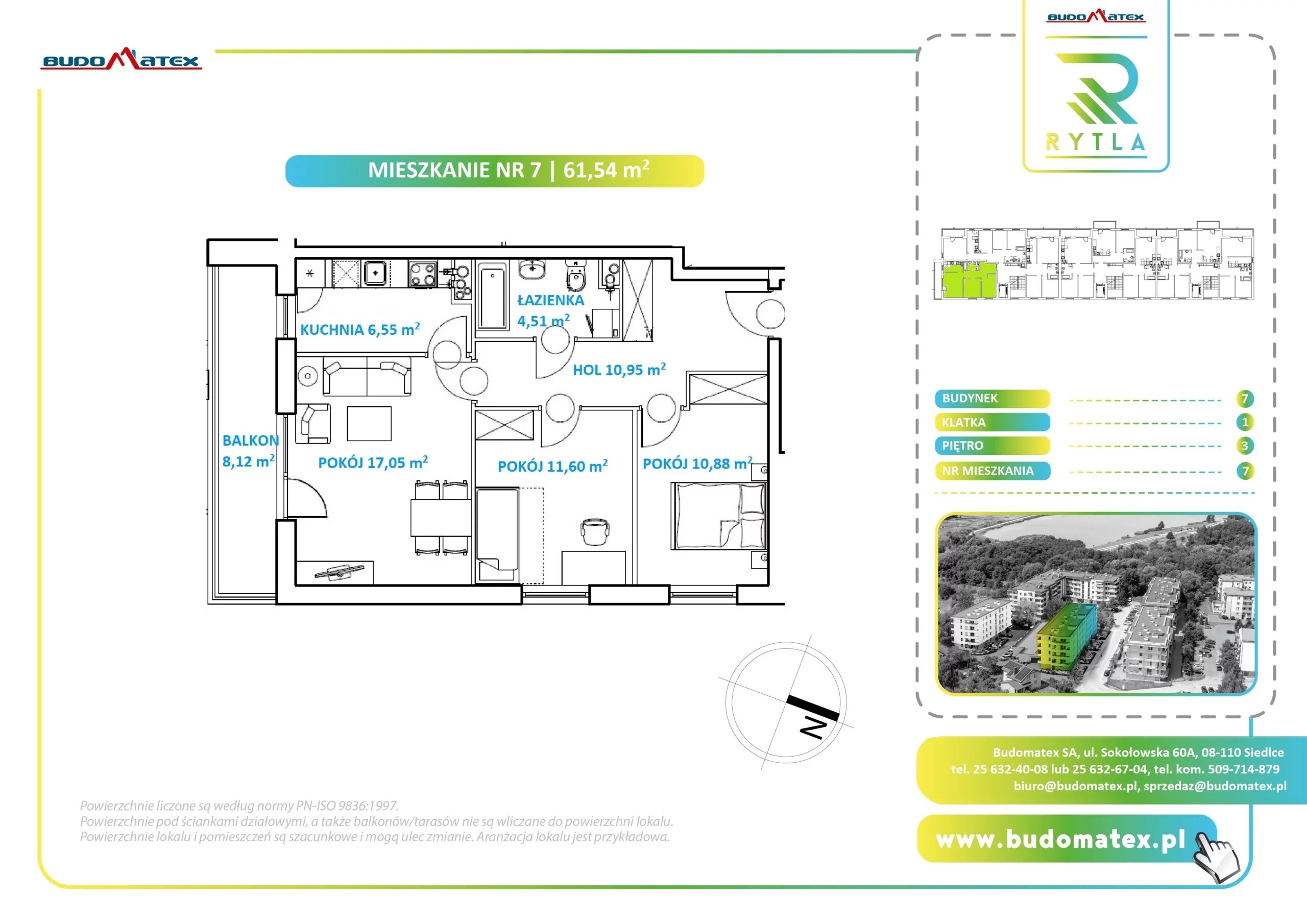 3 pokoje, mieszkanie 61,54 m², piętro 3, oferta nr R7.7, SIEDLCE, Rytla, Siedlce, ul. Aleksandra Rytla