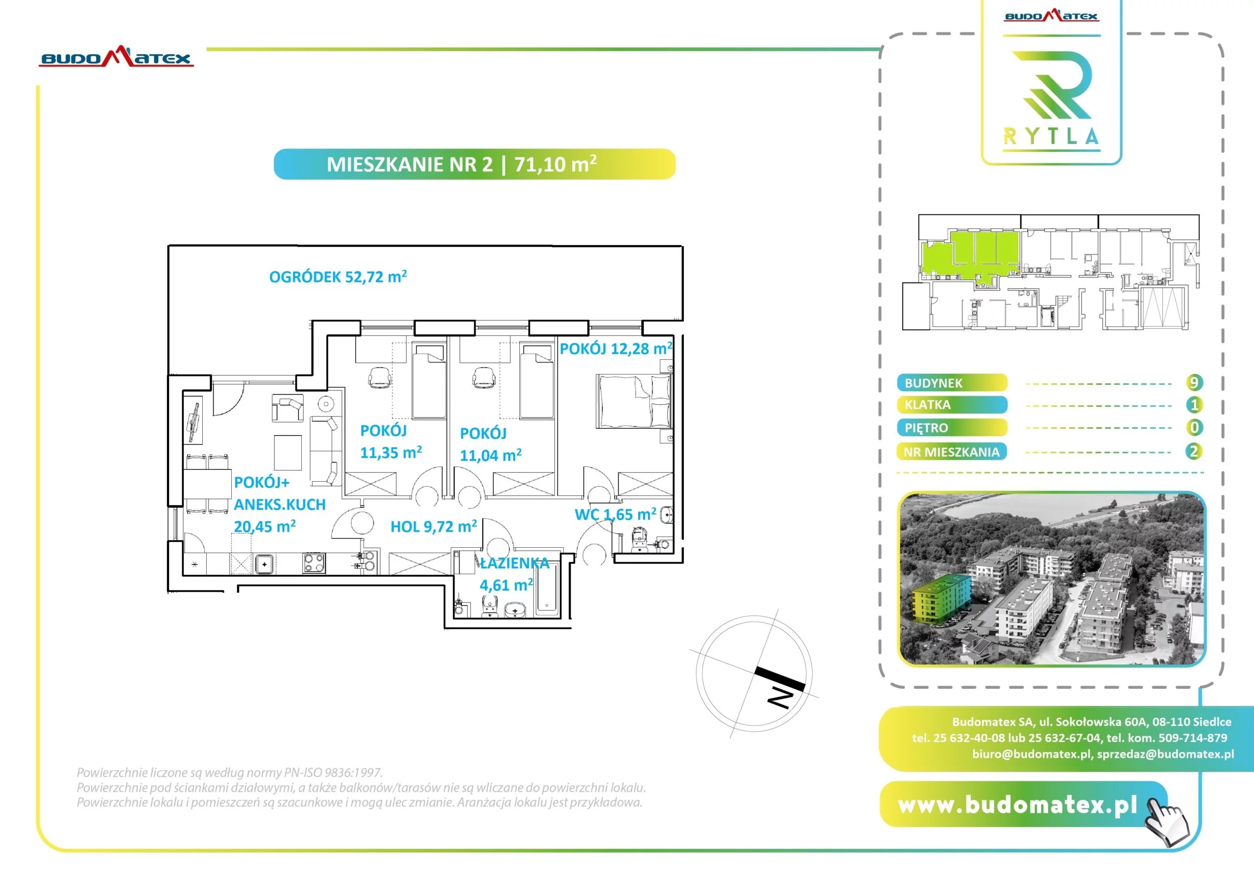 4 pokoje, mieszkanie 71,10 m², parter, oferta nr R9.2, Osiedle Rytla, Siedlce, ul. Aleksandra Rytla