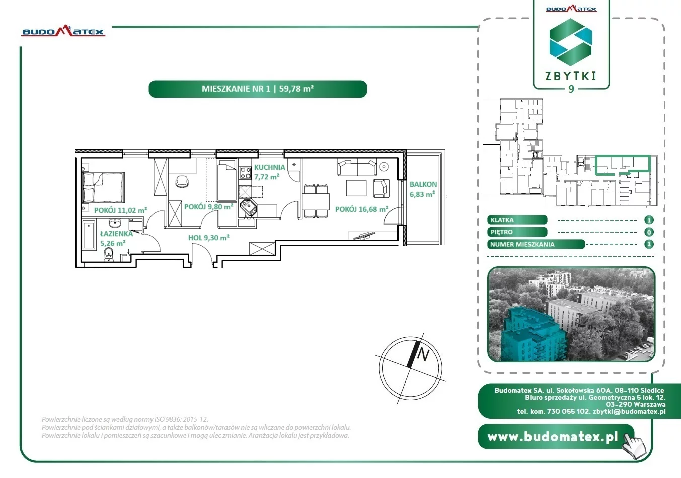 3 pokoje, mieszkanie 59,78 m², parter, oferta nr Z9.01, Osiedle Zbytki, Warszawa, Białołęka, Nowodwory, ul. Zbytki 9