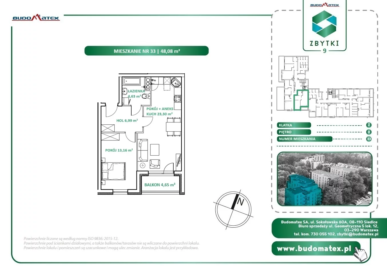 2 pokoje, mieszkanie 48,08 m², parter, oferta nr Z9.33, Osiedle Zbytki, Warszawa, Białołęka, Nowodwory, ul. Zbytki 9