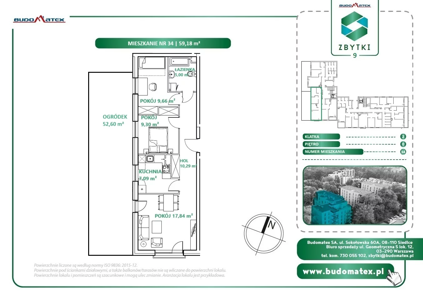 3 pokoje, mieszkanie 59,18 m², parter, oferta nr Z9.34, Osiedle Zbytki, Warszawa, Białołęka, Nowodwory, ul. Zbytki 9