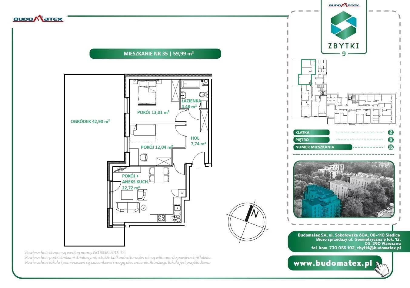 3 pokoje, mieszkanie 59,99 m², parter, oferta nr Z9.35, Osiedle Zbytki, Warszawa, Białołęka, Nowodwory, ul. Zbytki 9