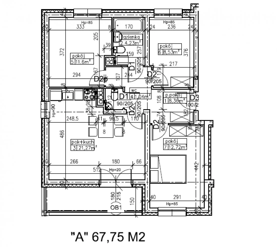 4 pokoje, mieszkanie 67,75 m², parter, oferta nr 1, SIEDLCE, Torowa, Siedlce, Osiedle Sulimów, ul. Torowa / Floriańska