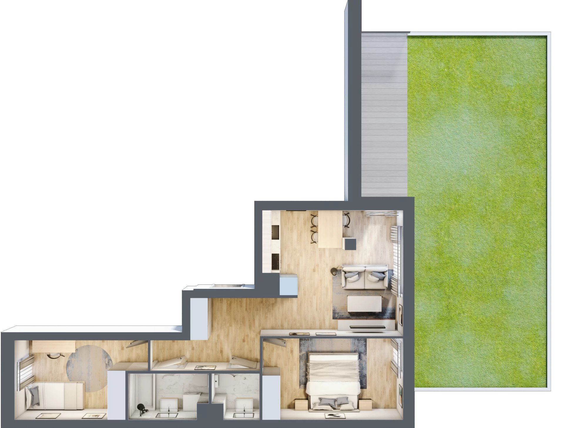 3 pokoje, mieszkanie 56,39 m², piętro 1, oferta nr A.01.M001, Złota Wilga, Warszawa, Praga Południe, Gocław, ul. Złotej Wilgi 2