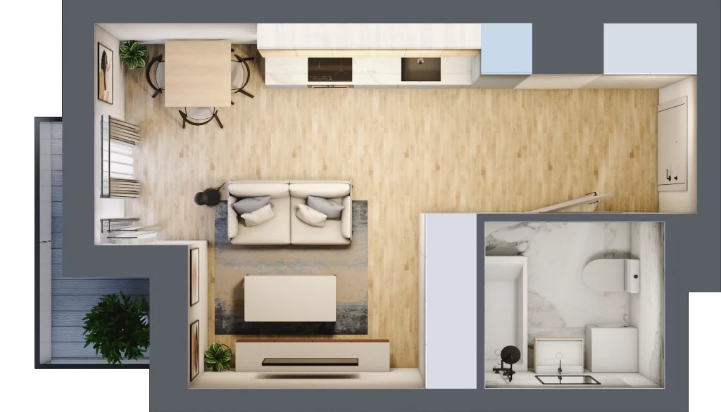 1 pokój, mieszkanie 27,14 m², piętro 1, oferta nr A.01.M002, Złota Wilga, Warszawa, Praga Południe, Gocław, ul. Złotej Wilgi 2
