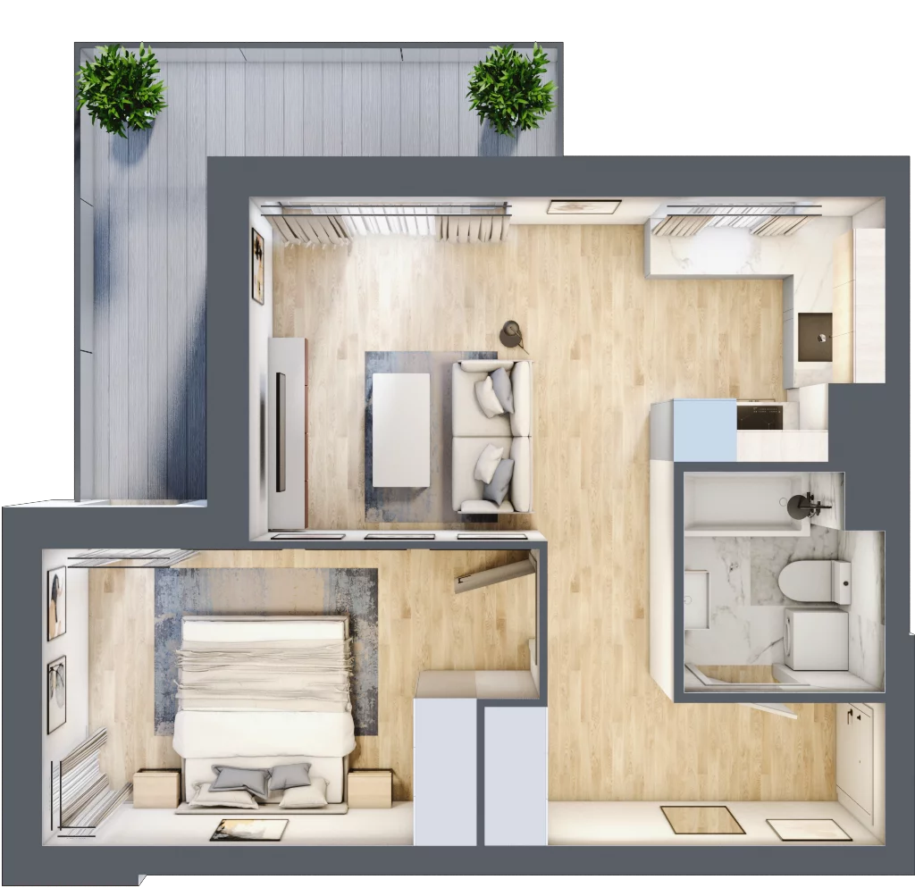 2 pokoje, mieszkanie 41,34 m², piętro 2, oferta nr A.02.M006, Złota Wilga, Warszawa, Praga Południe, Gocław, ul. Złotej Wilgi 2