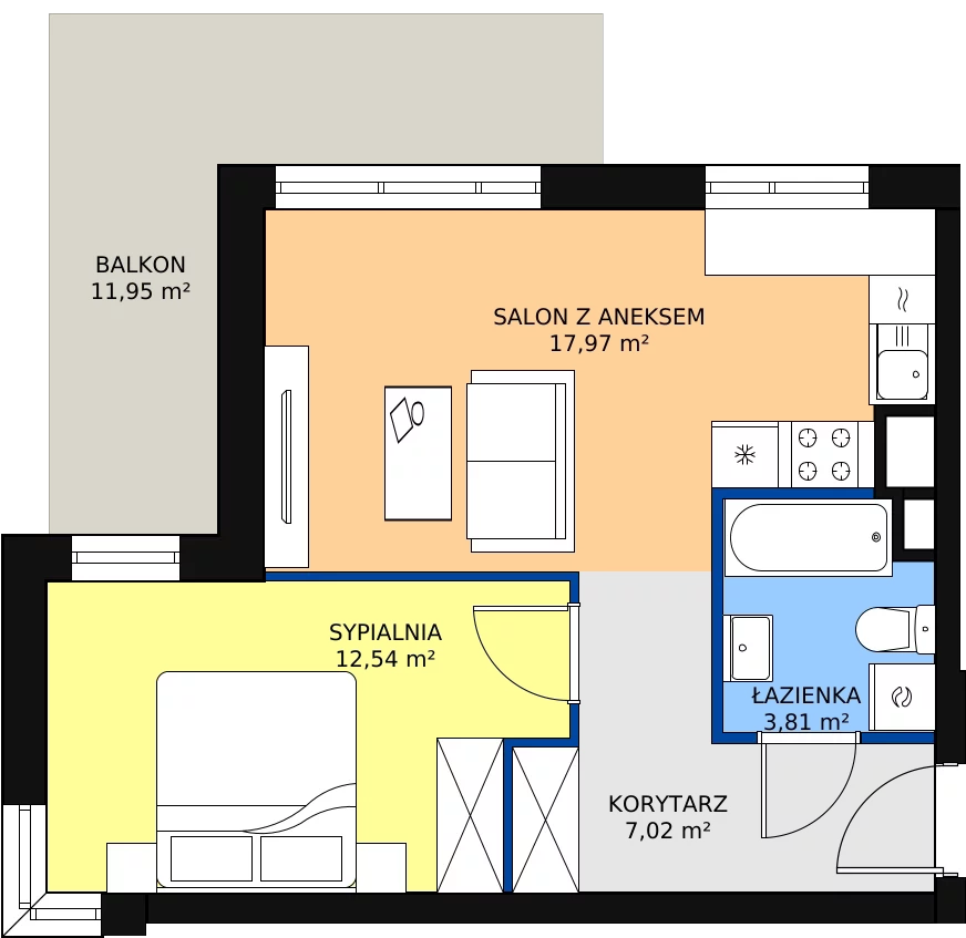 Zalety mieszkania 41.34 m², A.03.M009