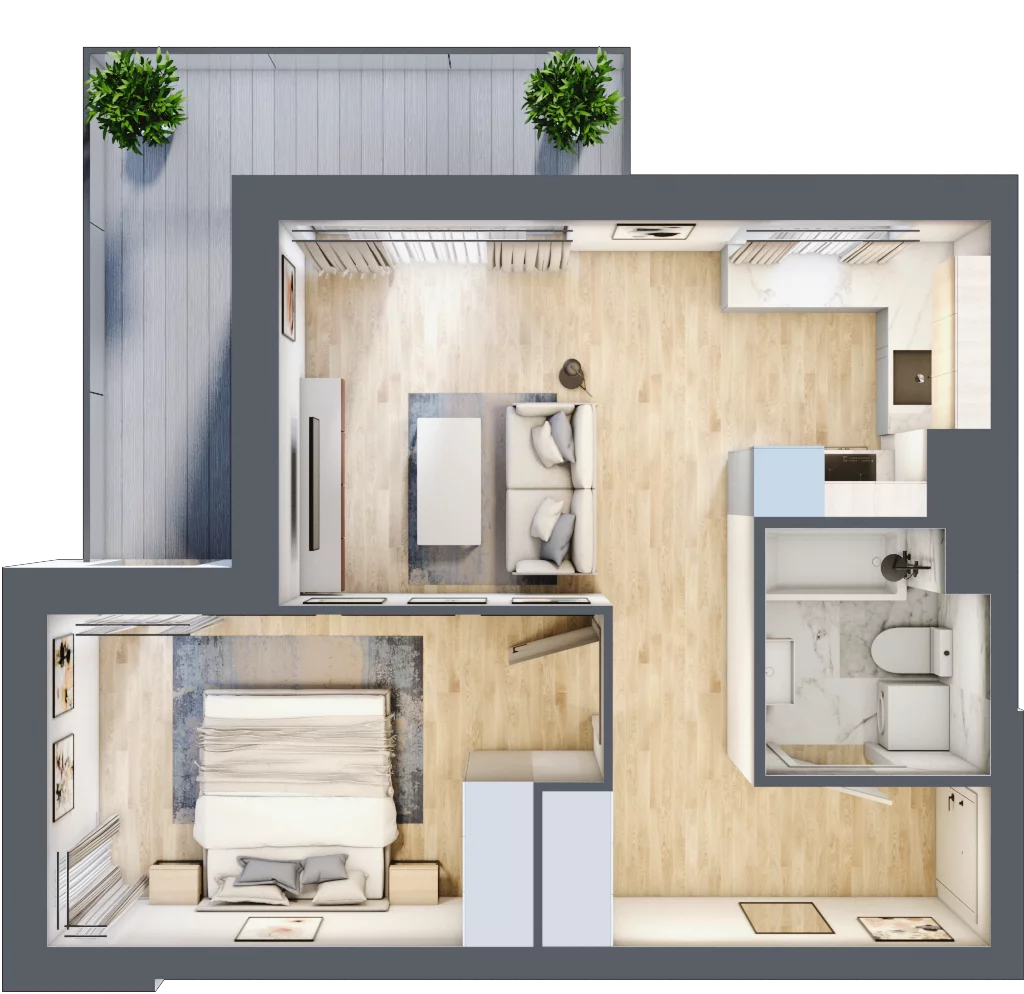 2 pokoje, mieszkanie 41,34 m², piętro 3, oferta nr A.03.M009, Złota Wilga, Warszawa, Praga Południe, Gocław, ul. Złotej Wilgi 2