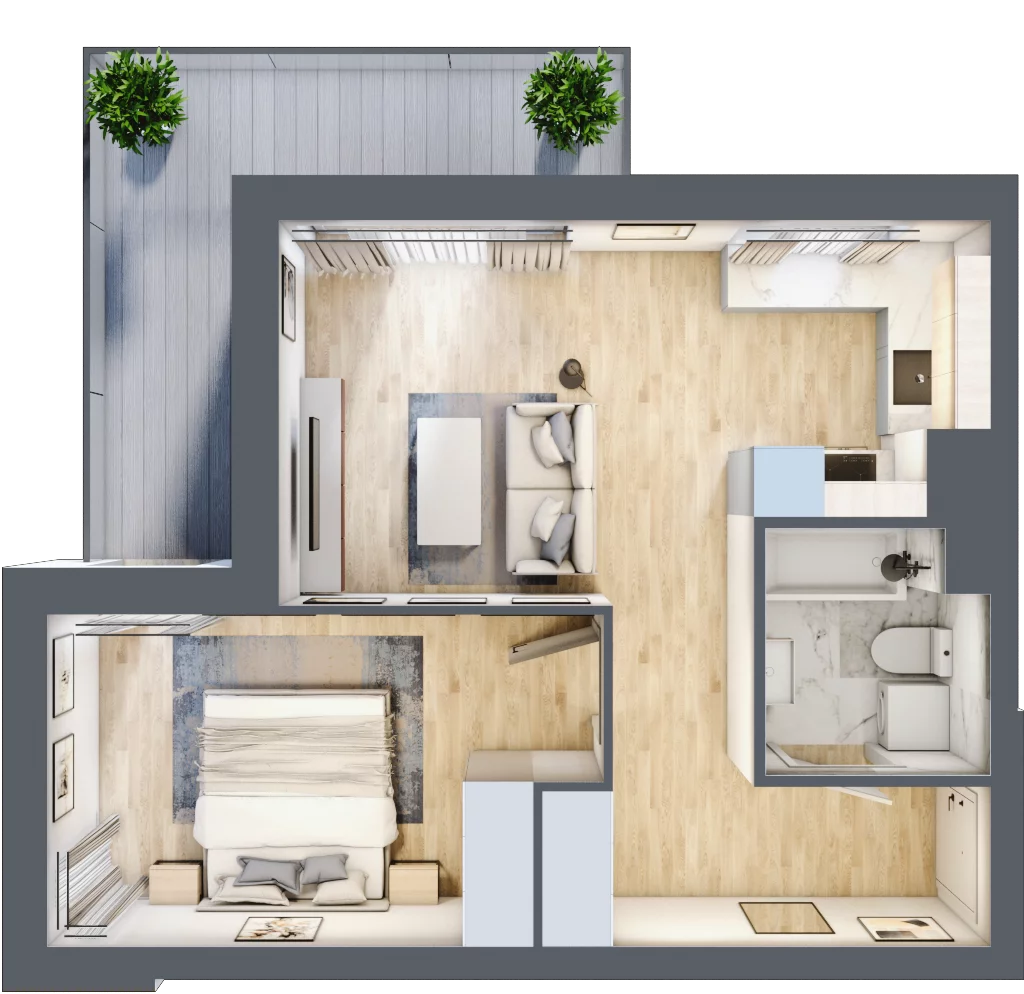 2 pokoje, mieszkanie 41,34 m², piętro 4, oferta nr A.04.M012, Złota Wilga, Warszawa, Praga Południe, Gocław, ul. Złotej Wilgi 2