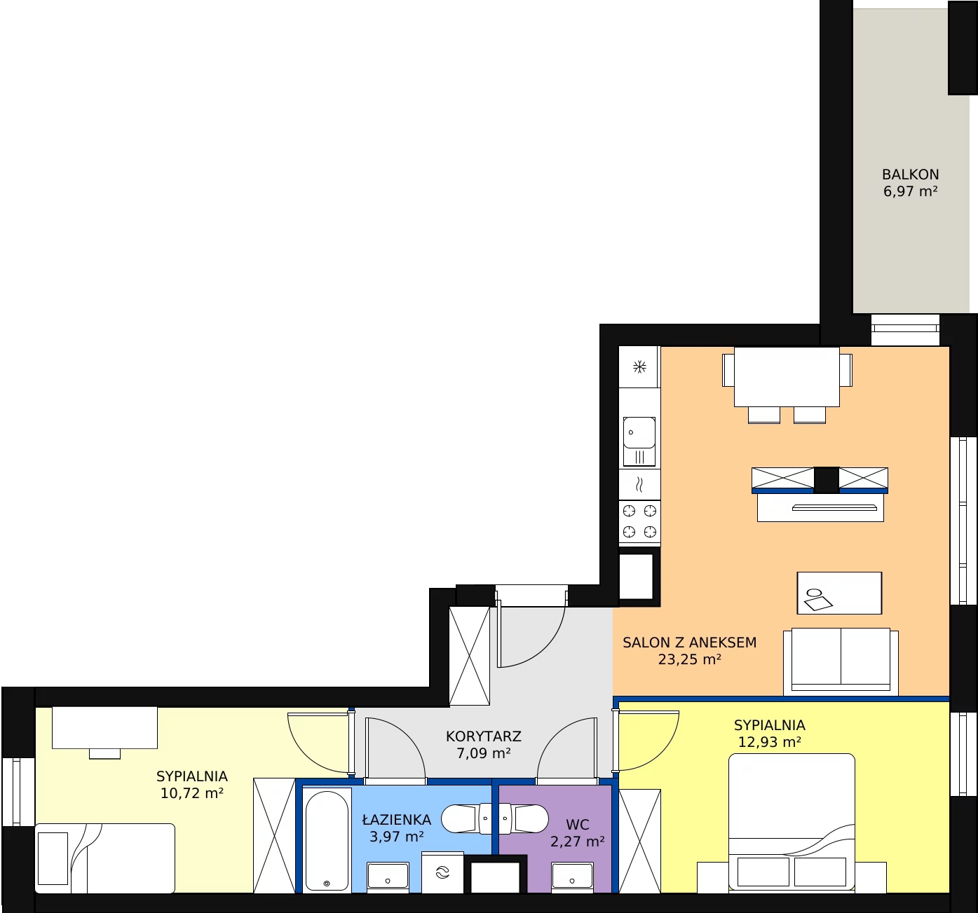 Zalety mieszkania 60.23 m², A.06.M016