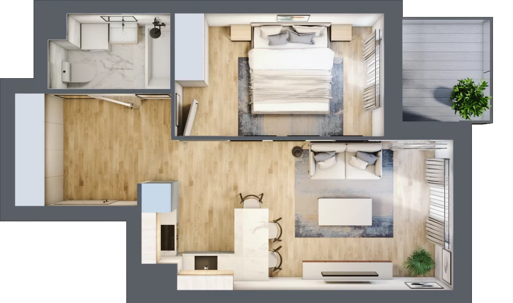2 pokoje, mieszkanie 40,81 m², piętro 1, oferta nr B.01.M027, Złota Wilga, Warszawa, Praga Południe, Gocław, ul. Złotej Wilgi 2