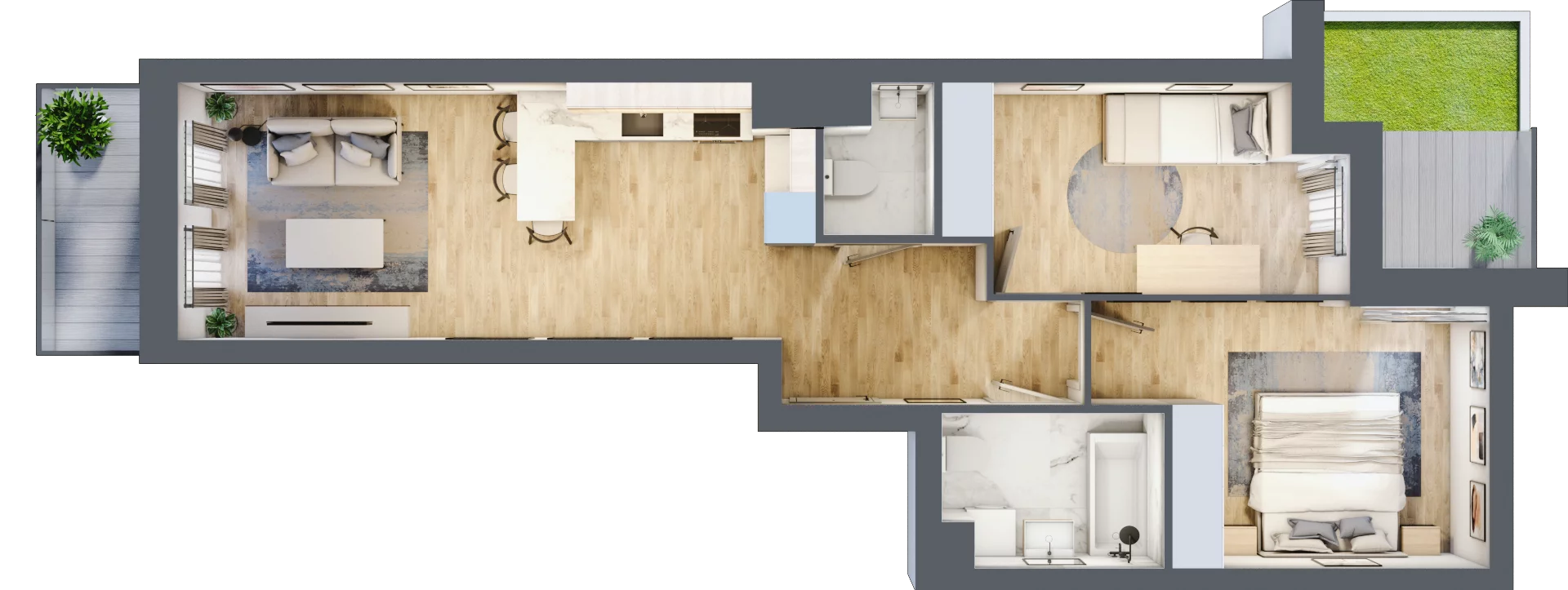 3 pokoje, mieszkanie 58,00 m², piętro 1, oferta nr B.01.M030, Złota Wilga, Warszawa, Praga Południe, Gocław, ul. Złotej Wilgi 2