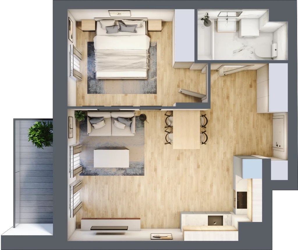 2 pokoje, mieszkanie 45,23 m², piętro 2, oferta nr B.02.M035, Złota Wilga, Warszawa, Praga Południe, Gocław, ul. Złotej Wilgi 2
