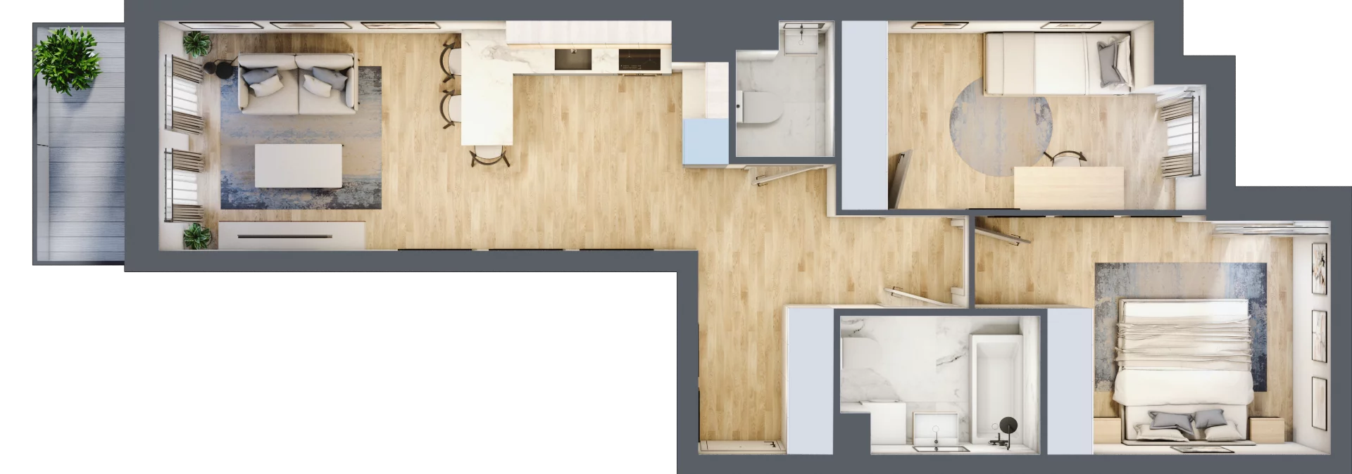 3 pokoje, mieszkanie 61,39 m², piętro 3, oferta nr B.03.M042, Złota Wilga, Warszawa, Praga Południe, Gocław, ul. Złotej Wilgi 2