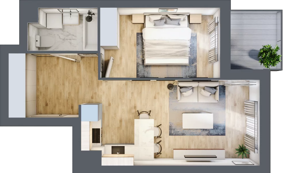 2 pokoje, mieszkanie 40,81 m², piętro 4, oferta nr B.04.M045, Złota Wilga, Warszawa, Praga Południe, Gocław, ul. Złotej Wilgi 2