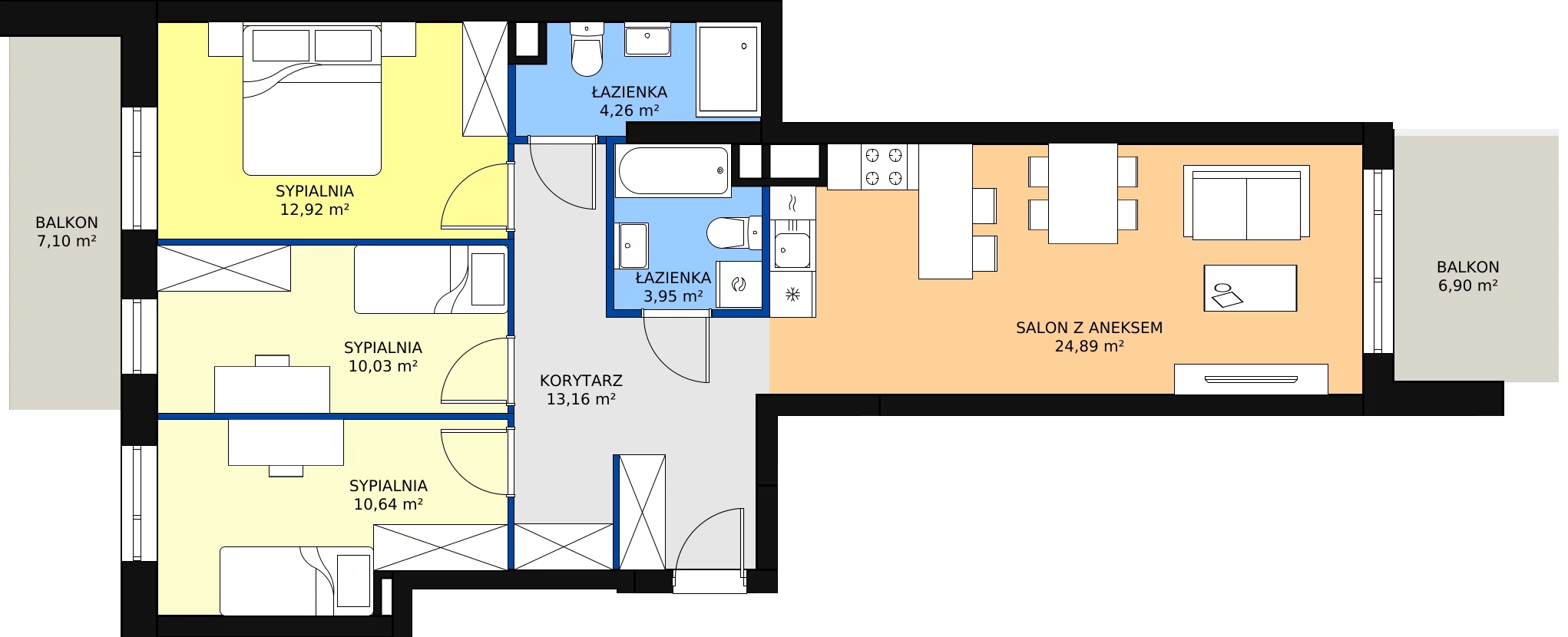 Zalety mieszkania 79.85 m², B.06.M055