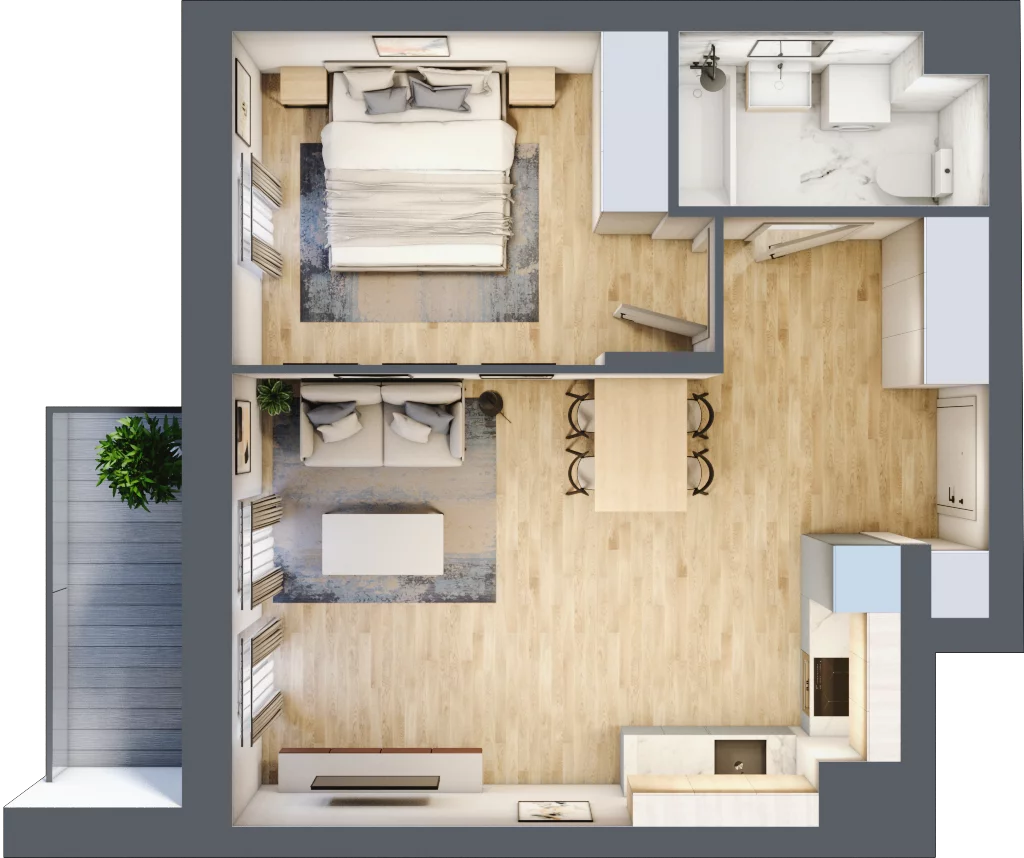 2 pokoje, mieszkanie 45,23 m², piętro 6, oferta nr B.06.M059, Złota Wilga, Warszawa, Praga Południe, Gocław, ul. Złotej Wilgi 2