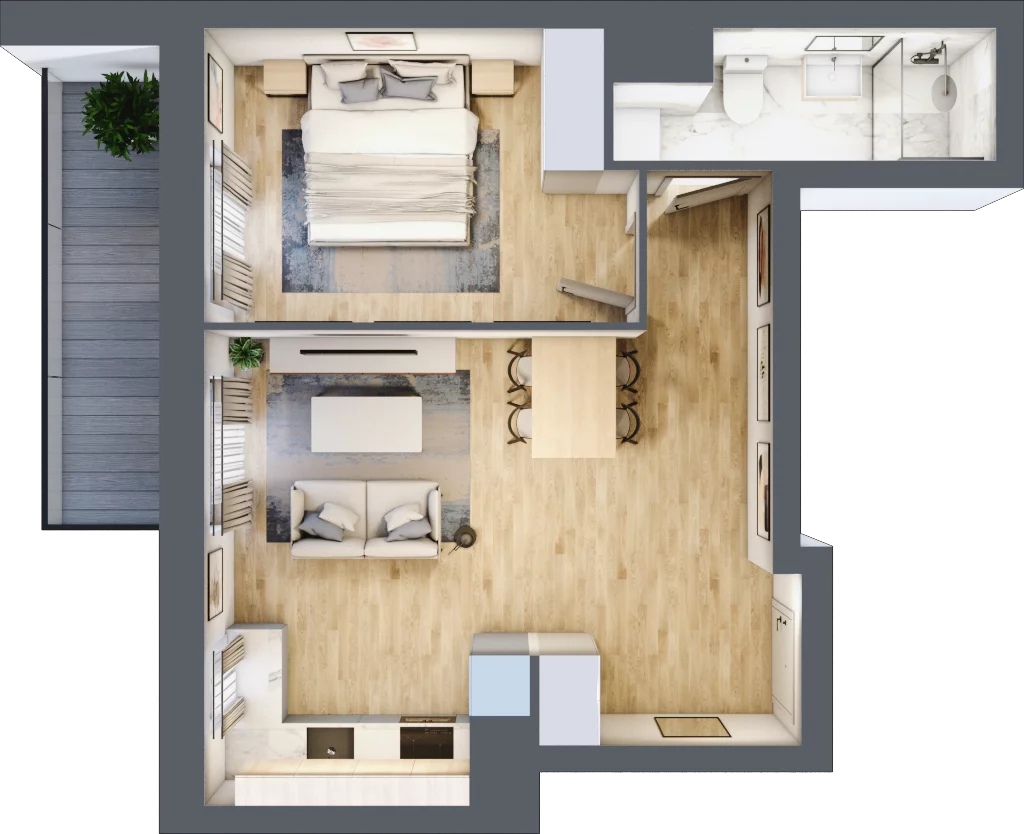 2 pokoje, mieszkanie 43,76 m², piętro 7, oferta nr B.07.M061, Złota Wilga, Warszawa, Praga Południe, Gocław, ul. Złotej Wilgi 2