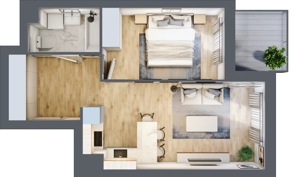 2 pokoje, mieszkanie 40,81 m², piętro 7, oferta nr B.07.M064, Złota Wilga, Warszawa, Praga Południe, Gocław, ul. Złotej Wilgi 2