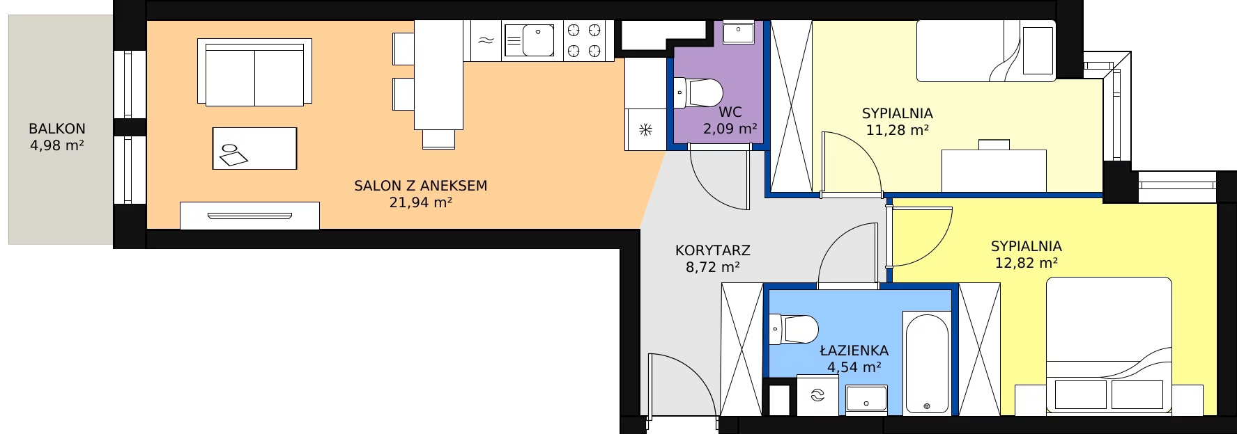 Zalety mieszkania 61.39 m², B.07.M067