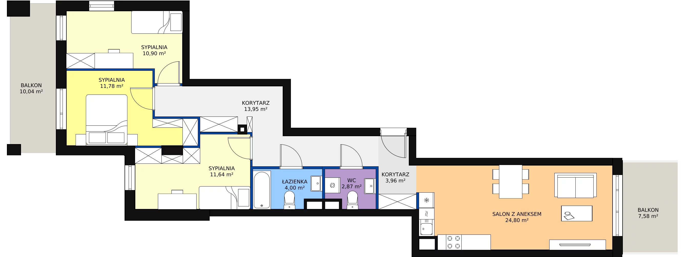 Zalety mieszkania 83.9 m², C.03.M080