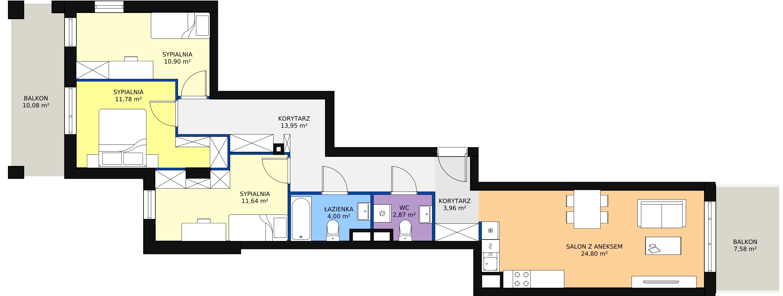 Zalety mieszkania 83.9 m², C.04.M082