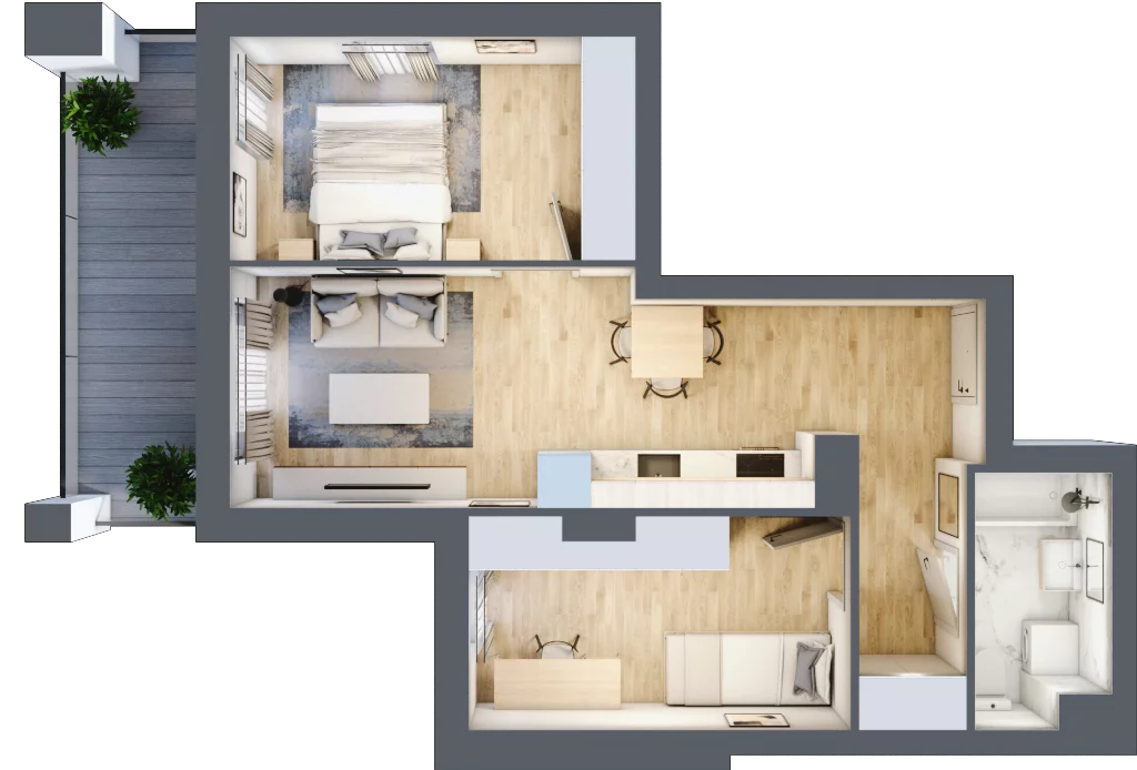 3 pokoje, mieszkanie 49,38 m², piętro 7, oferta nr C.07.M091, Złota Wilga, Warszawa, Praga Południe, Gocław, ul. Złotej Wilgi 2