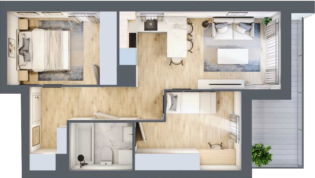3 pokoje, mieszkanie 48,08 m², piętro 8, oferta nr C.08.M092, Złota Wilga, Warszawa, Praga Południe, Gocław, ul. Złotej Wilgi 2