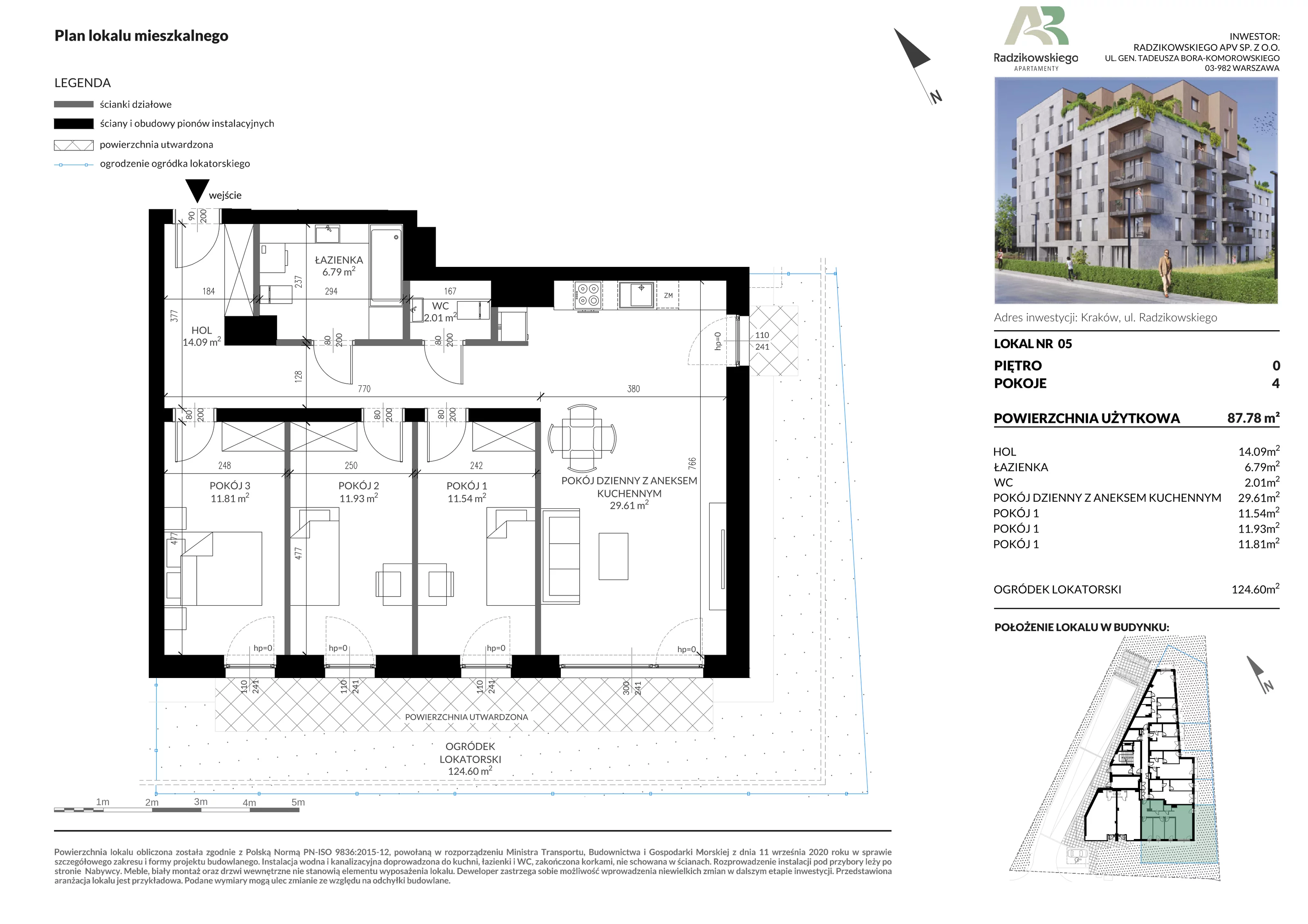 Mieszkanie 87,78 m², parter, oferta nr 5, Apartamenty Radzikowskiego, Kraków, Prądnik Biały, Azory, ul. Radzikowskiego