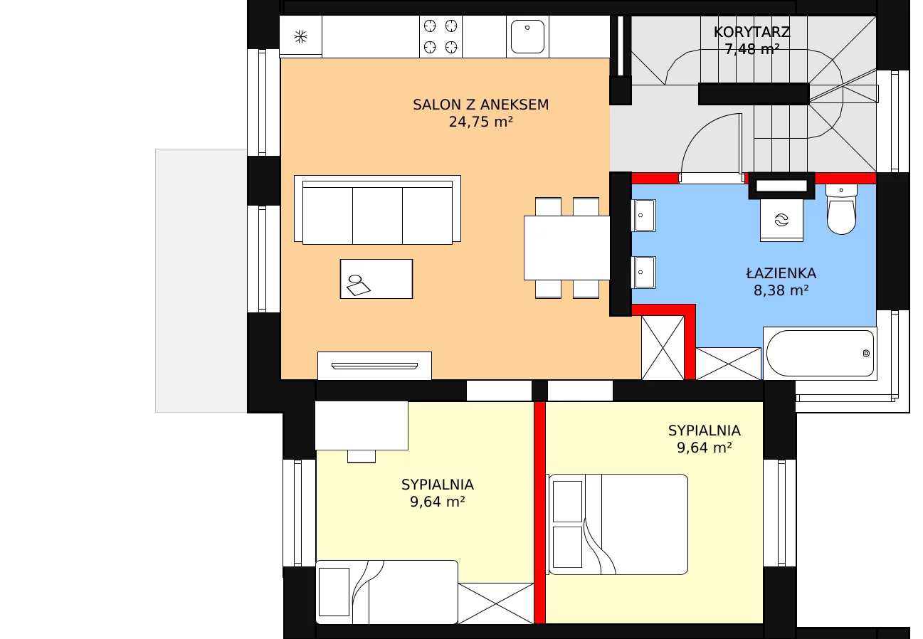 6 pokoi, apartament 113,07 m², piętro 1, oferta nr E_2, Apartamenty Vena, Zielonka, ul. Ossowska