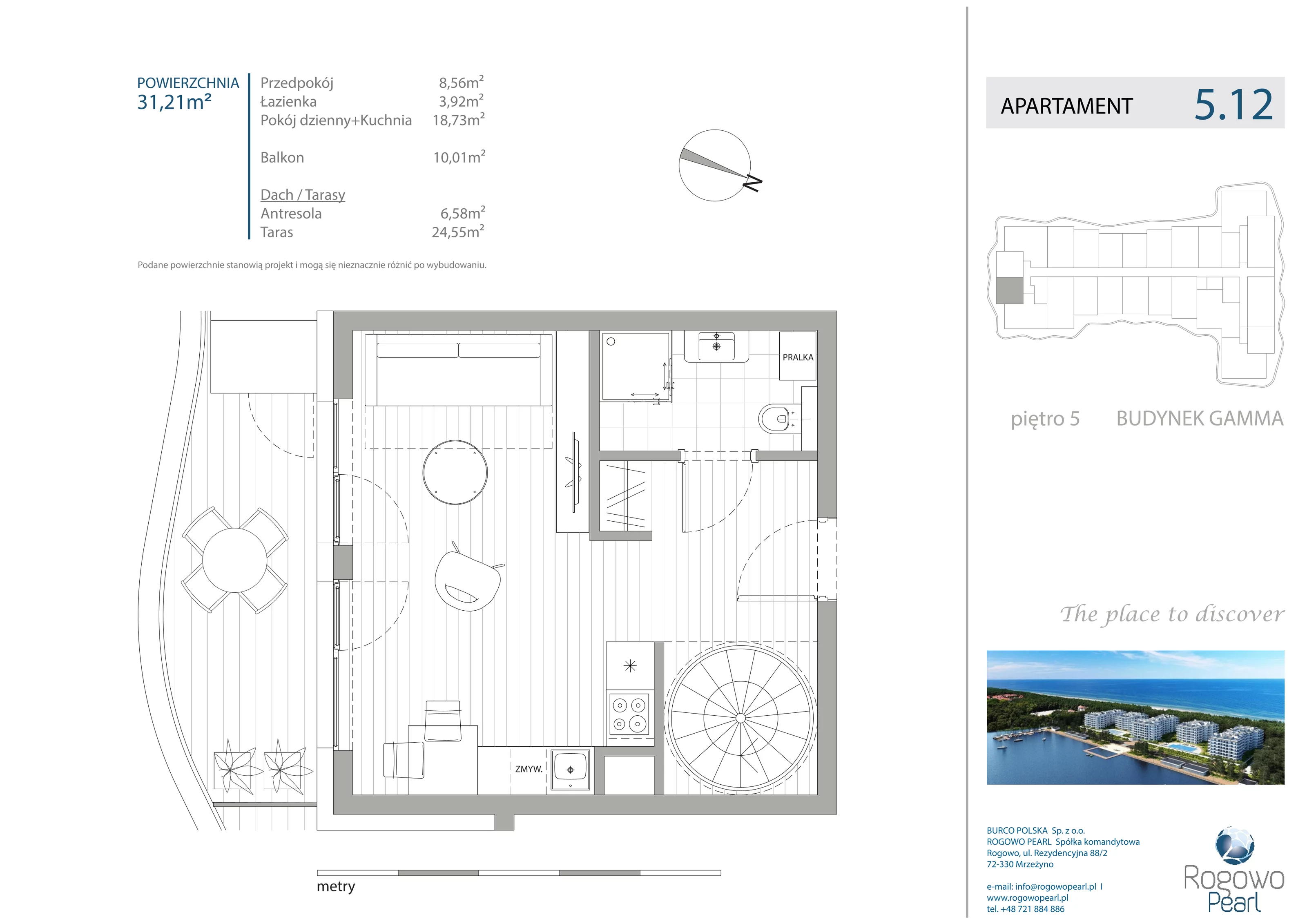 Apartament 31,21 m², piętro 5, oferta nr G/5.12, Rogowo Pearl, Rogowo, ul. Rezydencyjna