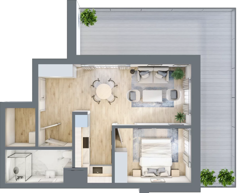 2 pokoje, apartament 45,03 m², parter, oferta nr D/0.02, Rogowo Pearl, Rogowo, ul. Rezydencyjna