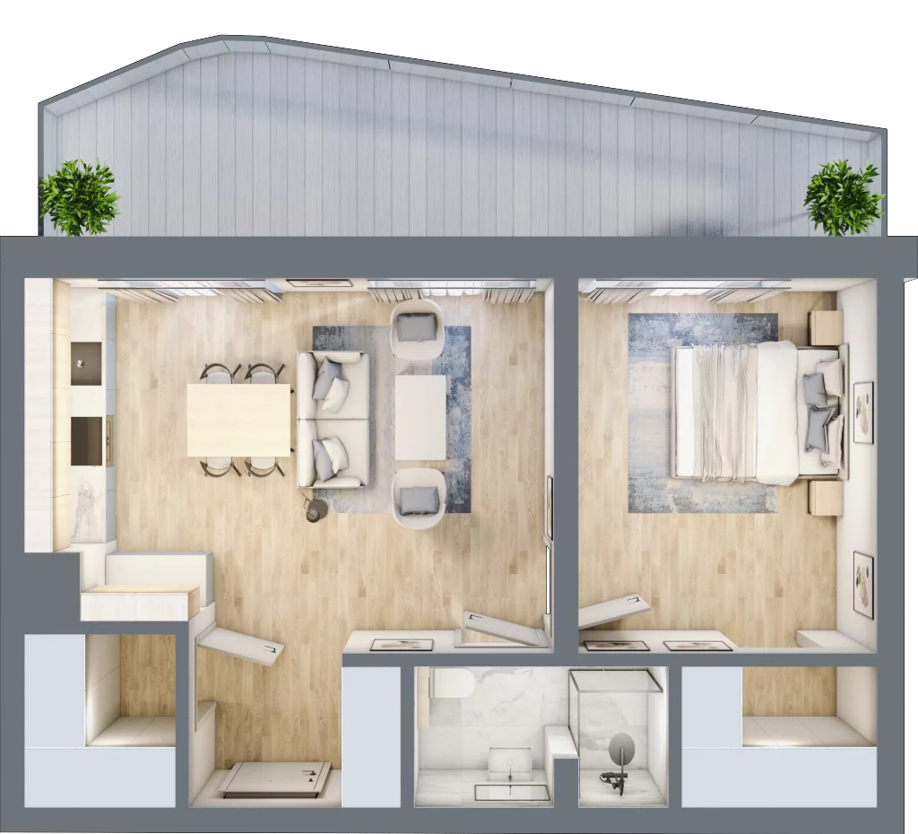2 pokoje, apartament 49,33 m², piętro 1, oferta nr D/1.16, Rogowo Pearl, Rogowo, ul. Rezydencyjna