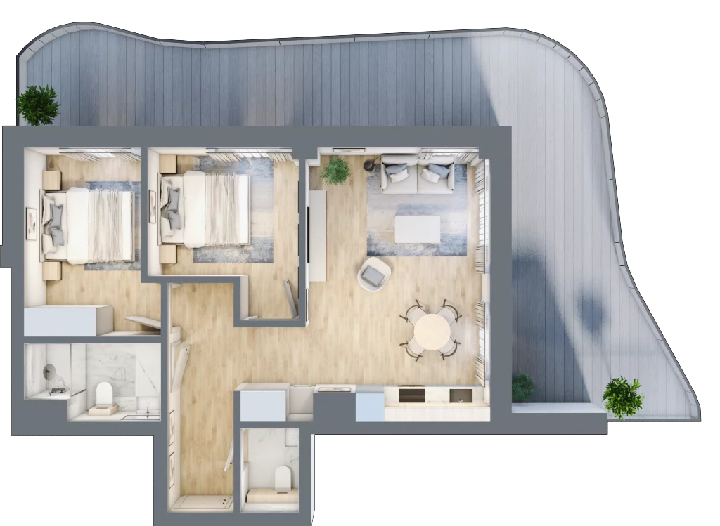 3 pokoje, apartament 56,81 m², piętro 2, oferta nr D/2.07, Rogowo Pearl, Rogowo, ul. Rezydencyjna