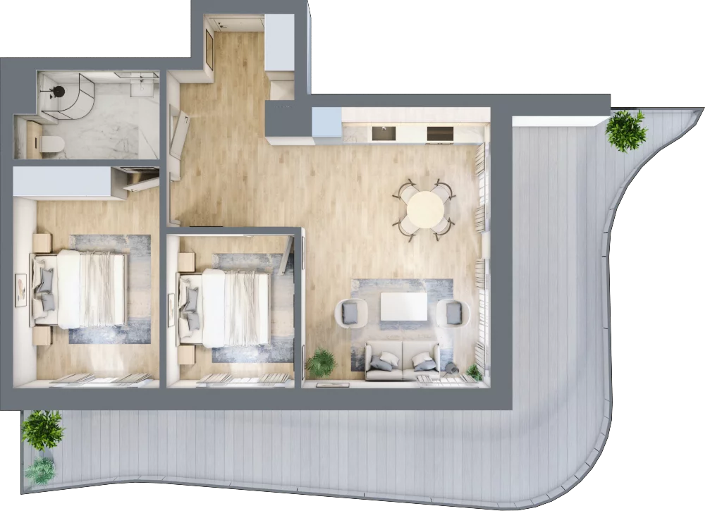 3 pokoje, apartament 58,82 m², piętro 2, oferta nr D/2.10, Rogowo Pearl, Rogowo, ul. Rezydencyjna