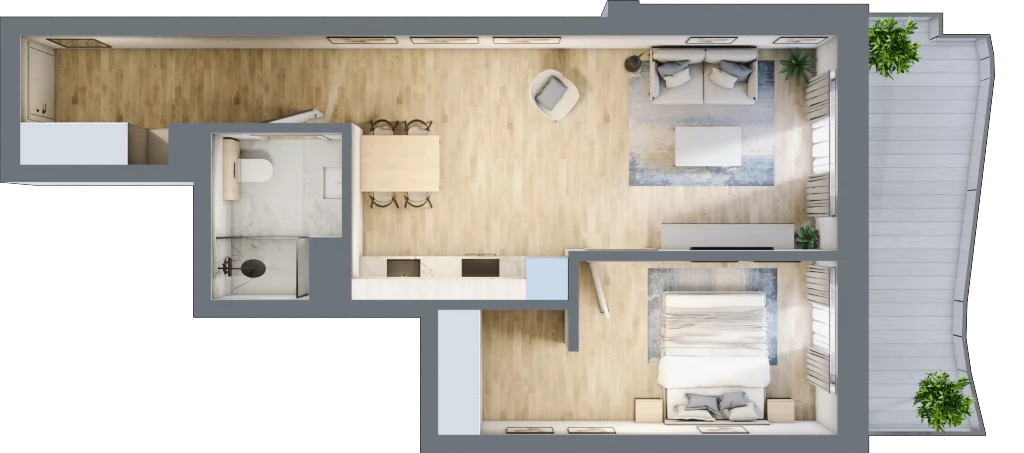 2 pokoje, apartament 47,75 m², piętro 1, oferta nr G/1.11, Rogowo Pearl, Rogowo, ul. Rezydencyjna